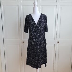 Black Floral Wrap Dress - Classic Short Sleeve
